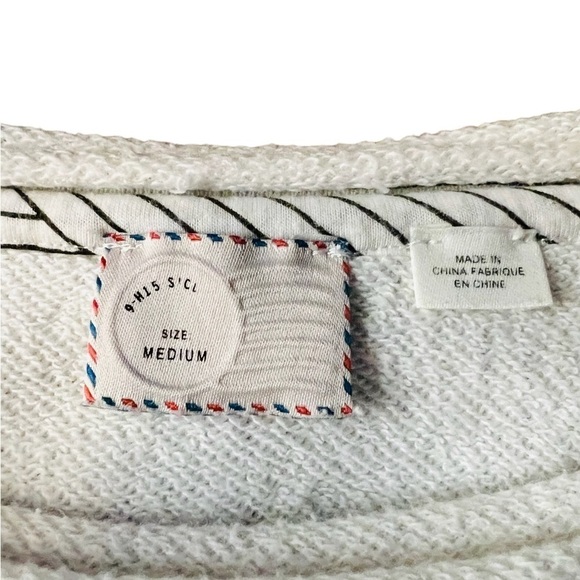 POSTMARK ANTHROPOLOGIE WOMENS WHITE WITH BLACK GEO PATTERN LINES OVERSIZED MED - Picture 6 of 10